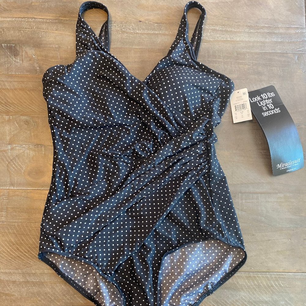 Black and white polka dot bathing suit